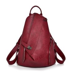 Luxury Casual Shoulder Bag and Backpack-Backpacks-Innovato Design-Red-Innovato Design School Shoulder Bags, Cool Backpack, Luxury Backpack, Backpack Outfit, Shoulder Bags For School, Backpack For Teens, College Backpack, Women Leather Backpack, Backpack Women