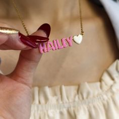 Add a burst of color and joy to your jewelry collection with our Enamel Bubble Letter Necklace. This vibrant and unique piece lets you personalize each letter, creating a truly one-of-a-kind necklace. Perfect for both everyday wear and special occasions, this playful accessory will brighten up your style. It also makes a thoughtful and personalized gift for a friend or loved one, something they will cherish forever. ♡ Crafted from durable materials and finished with vibrant enamel, ensuring long Letter Name Necklace, Bubble Letter, Necklace Colorful, Bubble Letters, Rose Gold Chain, 18k Gold Jewelry, Unique Personalized Gift, Name Jewelry, Jewelry Unique