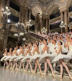 a large group of ballerinas posing for a photo