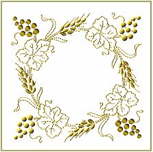 a cross - stitch pattern with grapes and leaves in the shape of a wreath on a white background