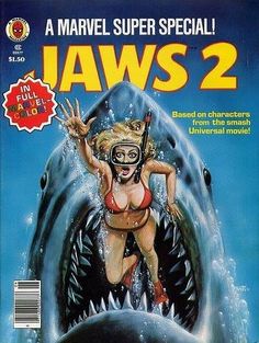 Monster Shark, Jaws 2, Space Ghost, Marvel Coloring, Shark Art, Creature Feature, Horror Comics, Comic Book Covers