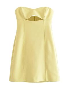 Freya Strapless Hollow Out Mini Dress - Fashion Pov Yellow Corset, Summer Tube, Dresses Yellow, Tube Top Dress, Backless Mini Dress, Mini Dresses For Women, Strapless Mini Dress, Hoco Dresses, Small Dress