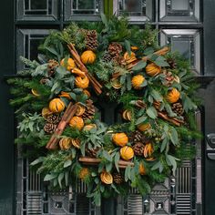 Cinnamon Magic Wreath (2 day lead time) - Christmas Wreaths - Wild at Heart - Wild at Heart Wreath With Orange Slices, Fresh Wreaths Christmas, Orange Christmas Wreath, Cinnamon Magic, Selling Wreaths, Seasonal Bouquets, Christmas Ambiance, Chocolate Scented Candles