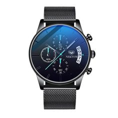 Color: Mesh Belt All Black Calendar Date, Mens Luxury, Classic Man, Steel Watch, Stainless Steel Watch, Black Mesh, Sapphire Crystal, Glass Mirror, Quartz Watch