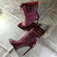 Jennifer Le Axl Rhinestone Lace-Up Booties Size 39 (Runs Big) Deep Wine/Marroon Box Included (Although Heavily Damaged) Pre-Owned Lace Up Booties, Shoes Heels Boots, Shoes Women Heels, Heeled Boots, Dress Shoes Men, Dress Shoes, Shoes Mens, Shoes Heels, Lace Up