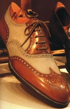 Mens Beautifully Design Leather Suede Wingtip Brogues Fashion Contrast Oxford Handmade Lace Up Shoes sold by Handmade Envy on Storenvy