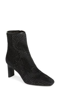 Sparkling crystals highlight the mesh overlay of this endlessly chic square-toe bootie complete with a comfort-focused OrthoLite® footbed. Side zip closure OrthoLite® Lazy™ quickly molds to the shape of the foot and then instantly rebounds when the foot is removed Textile upper/leather and textile lining/leather sole Imported Mesh Overlay, Nordstrom Store, Sparkling Crystal, Black Fits, Boot Shoes Women, Rag & Bone, Bootie, Side Zip, Bones