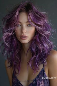 Purple Hair Passion: Exploring the Bold World of Lavender Locks - Puqqu Dark Violet Hair, Girl With Purple Hair, Violet Hair Colors, Purple Hair Color, Temporary Hair Dye, Violet Hair, Hair Chalk, Shag Hairstyles