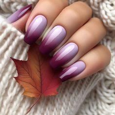 Purple Fall Nail Ideas, Autumn Nails Burgundy, Ombre Burgundy Nails, Purple Autumn Nails, Fall Ombre Nails Ideas, Autumn Ombre Nails, Ambre Nails, Purple Ombre Nails, Manicured Nails