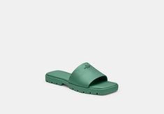 Fiona Sandal | COACH OUTLET Comfortable Green Beach Slides, Green Casual Footbed Sandals With Cork-bed Midsoles, Green Non-slip Eva Sandals, Sporty Green Non-slip Slides, Adjustable Slide Footbed Sandals With Cork-bed Midsoles, Coach Outlet, Sandals For Women, You Bag, Leather Sandals