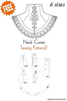 the neck corset sewing pattern is shown with instructions for how to sew it