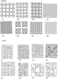 the different patterns and sizes of quilts are shown in this diagram, which shows how to