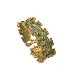 Luminosity Cuff set in 20K Yellow Gold. 24.40cts Emerald and Diamonds 6.61cts. Luxury Green Cuff Bracelet For Formal Occasions, Luxury Green Bangle, Bluish Purple, Jewelry Design Drawing, Design Drawing, Designs To Draw, Emerald Green, Soft Pink, Diamond Bracelet