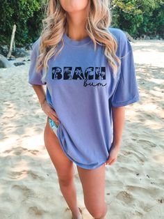 Beach Bum shirt, Retro Comfort Colors Tshirt, Oversized Beach Shirts, Gift For Her, Summer Vacation Shirt, Trendy Beach Shirt, Vacay Mode Comfort Colors introduces the "Comfort Colors 1717" garment-dyed t-shirt; a fully customizable tee made 100% with ring-spun cotton. The soft-washed, garment-dyed fabric brings extra coziness to your wardrobe while the relaxed fit makes it an excellent daily choice. The double-needle stitching throughout the tee makes it highly durable while the lack of side-se Oversized Beachy Top For Beach Season, Oversized Letter Print Top For Beach, Oversized Short Sleeve Beachwear Tops, Oversized Cotton Tops For Beachwear, Relaxed Fit Cotton Shirt For Beach Party, Beachy Relaxed Fit Shirt With Letter Print, Oversized Vacation Shirt With Letter Print, Relaxed Fit Shirt With Letter Print For Beach Season, Oversized Letter Print Shirt For Vacation