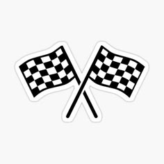 two crossed checkered flags sticker on a white background with space for your text