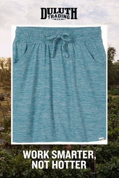 Working out in the heat? Pull on the moisture-wicking, cool-to-the-touch Armachillo® Cooling Skort! Includes 5 pockets and a comfortable waistband. Duluth Trading Company, Duluth Trading, Work Smarter, Working Out, The Heat, Moisture Wicking, Womens Bottoms, Zip Pockets, Wicked