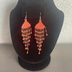 Brand New Handmade Earrings Huichol Made In Jalisco, Mexico Colors: Salmon And Gold Handmade Orange Long Drop Earrings, Mexico Colors, Jewelry Design Earrings, Design Earrings, Handmade Earrings, Jewelry Design, Jewelry Earrings, Women Jewelry, Brand New