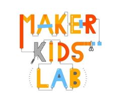 the words maker kids lab written in different colors