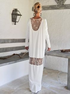 Ivory Maxi Dress Kaftan with Lace Mesh Details / Asymmetric Open Back Dress / Oversize Loose Dress / Comfortable Maxi Dresses, Ivory Maxi Dress, Dress Kaftan, Loose Maxi Dress, Lantern Sleeve Dress, Open Back Dress, Maxi Robes, Sleeve Maxi Dress, Long Sleeve Maxi