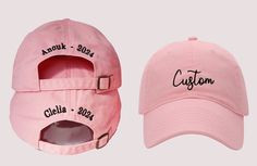 Custom Embroidered Hat , Personalized Dad Cap , Embroidery Logo baseball hat , Your own text monogram , Bachelorette , Small business Merch ✓ 100% Cotton Twill ✓ 6 Panel Structured Baseball caps ✓ Adjustable Strap back to fit Everyone! ✓ Custom embroidered baseball caps, Ocean Wave Bachelorette Party Hats, Bulk Order Embroidered Hats, Unstructured low profile cap with self-fabric adjustable slide closure with buckle and grommet. Pigment-dyed, garment washed cap has a lived-in look. Unisex One Si Pink Personalized Baseball Cap, Pink Hat With Letter Embroidery And Curved Brim, Pink Cap With Letter Embroidery, Pink Adjustable Baseball Cap With Letter Embroidery, Personalized Pink Baseball Cap, Pink Baseball Cap With Letter Embroidery, Personalized Dad Hat, Business Merch, Bachelorette Party Hat