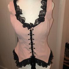 Edgy And Super Sexy Bustier Top With Velvet Tie Up Detail Elegant Fitted Pink Corset, Pink Underbust Corset For Party, Chic Pink Corset For Evening, Elegant Pink Corset For Night Out, Pink Fitted Underbust Corset, Fitted Underbust Pink Corset, Fitted Pink Underbust Corset, Pink Overbust Evening Corset, Pink Overbust Corset For Evening