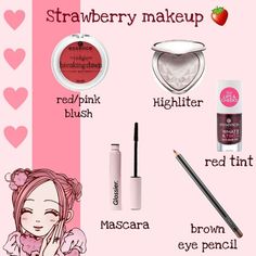 Strawberry Girl Makeup Tutorial, Essence Lip Tint, Strawberry Makeup Tutorial, Strawberry Makeup Products, Strawberry Girl Makeup, Strawberry Makeup Aesthetic, Strawberry Eye Makeup, Strawberry Milk Makeup, Essence Core