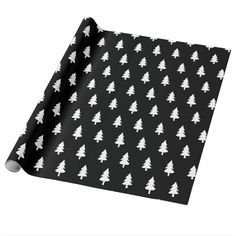 black and white christmas tree wrapping paper