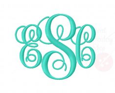 the monogrammed letter s is shown in turquoise