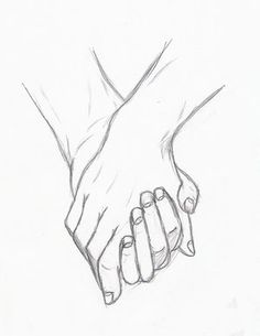 two hands are holding each other while one holds the other's hand in pencil