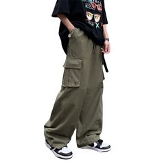 PRICES MAY VARY. These baggy pants made of more than 95% high-quality cotton, comfortable and breathable. Men cargo pants suitable For Spring, Summer, Autumn and Winter Baggy cargo pants are designed in a streetwear style that is casual, simple and loose. The waist of the mens casual pants are designed with elastic drawstring, suitable for all kinds of body shapes. Stylish hip hop style Y2K cargo pants are suitable for most occasions like dancing, vacation, party, evening, streetwear, casual wea Cargo Pants With Pockets, Gothic Streetwear, Joggers For Men, Y2k Cargo Pants, Cargo Pants Streetwear, Asian Streetwear, Wide Leg Cargo Pants, Trousers Women Wide Leg, Gender Neutral Clothes