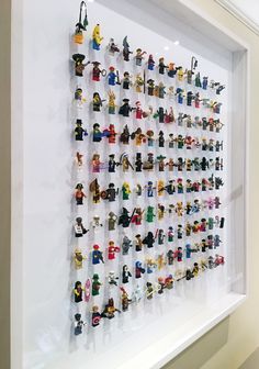 a display case with lego minifigures on it