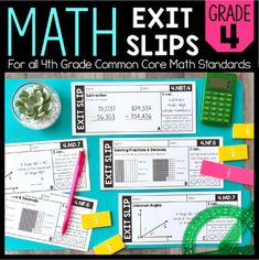 an exit slips for 3rd grade common core math standards