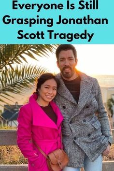 a man and woman standing next to each other in front of a palm tree with the caption everyone is still grasping jonathan scott traged