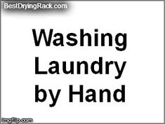 the words washing laundry by hand are shown in black and white on a gray background