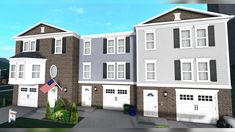 an artist's rendering of a two story townhouse with american flag on the front