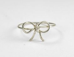 Sterling Silver Wire Bow Ring Bow Tie Ring Forget by FabulousWire Silver Jewelry With Decorative Bow As Gift, Cute Butterfly Knot Jewelry For Gifts, Cute Jewelry With Butterfly Knot For Gifts, Silver Wedding Ring With Bow Detail, Cute Anniversary Jewelry With Bow, Silver Bow Jewelry As A Gift, Silver Bow Jewelry For Gift, Round Bow Rings For Gift, Adjustable Bow Jewelry For Anniversary