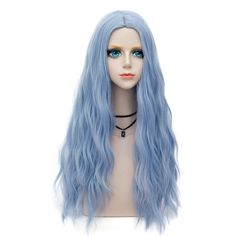 PRICES MAY VARY. 【Wig Feature】- Wig Brand: Probeauty. Length: 70cm. Weight: About 280g. Head circumference: 19.6"-23.6". 【Matte Quality Material】- This blue wig was made of matte high-temperature synthetic fiber, full in volume, not shiny in the sun. 【Adjustable Size】- There are two straps inner in this long blue wig, which can adjust to different sizes to suit more people. 【Package Include】- 1* Blue wig for women, 1* wig cap. The color of the synthetic wig may vary from the settings of the comp Curly Women, Ombre Dark, Wigs Long, Pale Blonde, Wig Party, Women Cosplay, Blue Wig, High Quality Wigs, Curly Waves