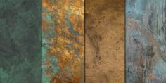 an assortment of different colors and textures of metal or stone, including rusted paint