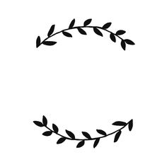 a black and white photo of a circle with leaves on it's sides, in the shape of a wreath