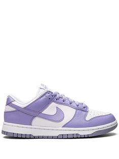 lilac/white leather signature Swoosh logo detail panelled design branded heel counter round toe front lace-up fastening rubber sole These styles are supplied by a premium sneaker marketplace. Stocking only the most sought-after footwear, they source and curate some of the most hard to find sneakers from around the world. Next Nature Lilac Dunks, Lavender Nike Shoes, Cute Nike Shoes Purple, Nike Purple Shoes, Purple Dunks Outfit Black Women, Lavender Dunks, Light Purple Dunks, Lilac Dunks, Cute Nike Dunks