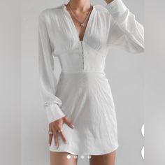 Urban Outfitters Corset White Long Sleeve Dress Size Xs Nwot; Bought For My Bachelorette And Didn’t Wear! Shirt Dress With Corset, Corset Dress White, Urban Outfitters Corset, Silk Corset, Dress With Corset, White Long Sleeve Dress, White Dresses For Women, Urban Dresses, Urban Outfitters Dress