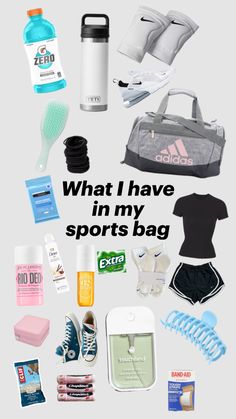 the words what i have in my sports bag are shown above various items that can be found