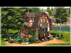 an animated house with lots of plants and trees