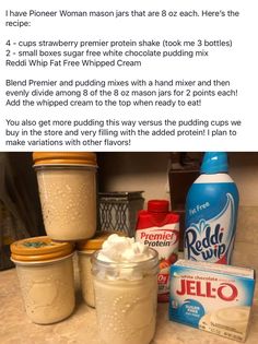 an image of some food in jars on the counter with instructions for how to make it