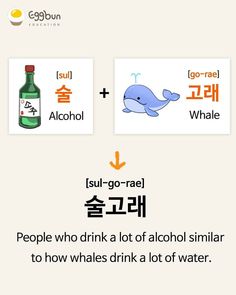 two different types of alcohol in english and korean