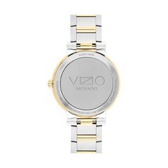 Movado | Vizio watch with two tone bracelet and white dial Movado Watches, Movado Museum Classic, Timeless Yellow Gold Self-winding Watches, Movado Bold, Collectible Self-winding Yellow Gold Pocket Watch, Classic Bracelets, White Dial, Stainless Steel Case, Time Piece