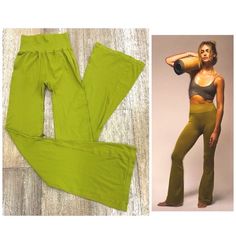 New Free People Good Karma Flare Pants In Green - New Without Tags - No Logo - Color: Green - Flare Pants - Msrp Pants $98 Casual High-stretch Pants For Loungewear, Casual High Stretch Pants For Loungewear, High Stretch Casual Pants For Loungewear, High Waist High Stretch Cotton Pants, Relaxed Fit Bottoms With Wide Waistband For Yoga, High Stretch High Waist Cotton Pants, High-waist High-stretch Cotton Pants, High Waist Stretch Cotton Leggings, High Stretch Cotton Bottoms For Summer