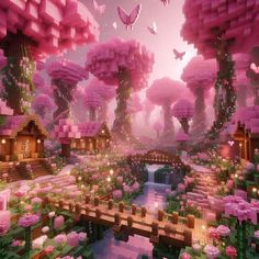 #minecraft #nature #cute #aesthetic #cottage #pretty #punk #butterfly #beautiful #village #trees #flowers #gamer #gaming Fairy Stairs Minecraft, Fairy Building Minecraft, Minecraft Base Ideas Aesthetic, Fairy Town Minecraft, Fairy Minecraft Ideas, Fairy Forest Minecraft, Pink Minecraft Village, Minecraft Building Ideas Fairycore, Fairy Castle Minecraft