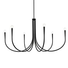 a black chandelier with five lights hanging from it's center and four arms