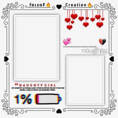 two different frames with hearts hanging from them